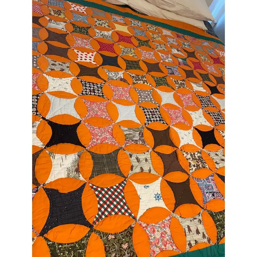 Queen Size Handmade Quilt Bright Colorful